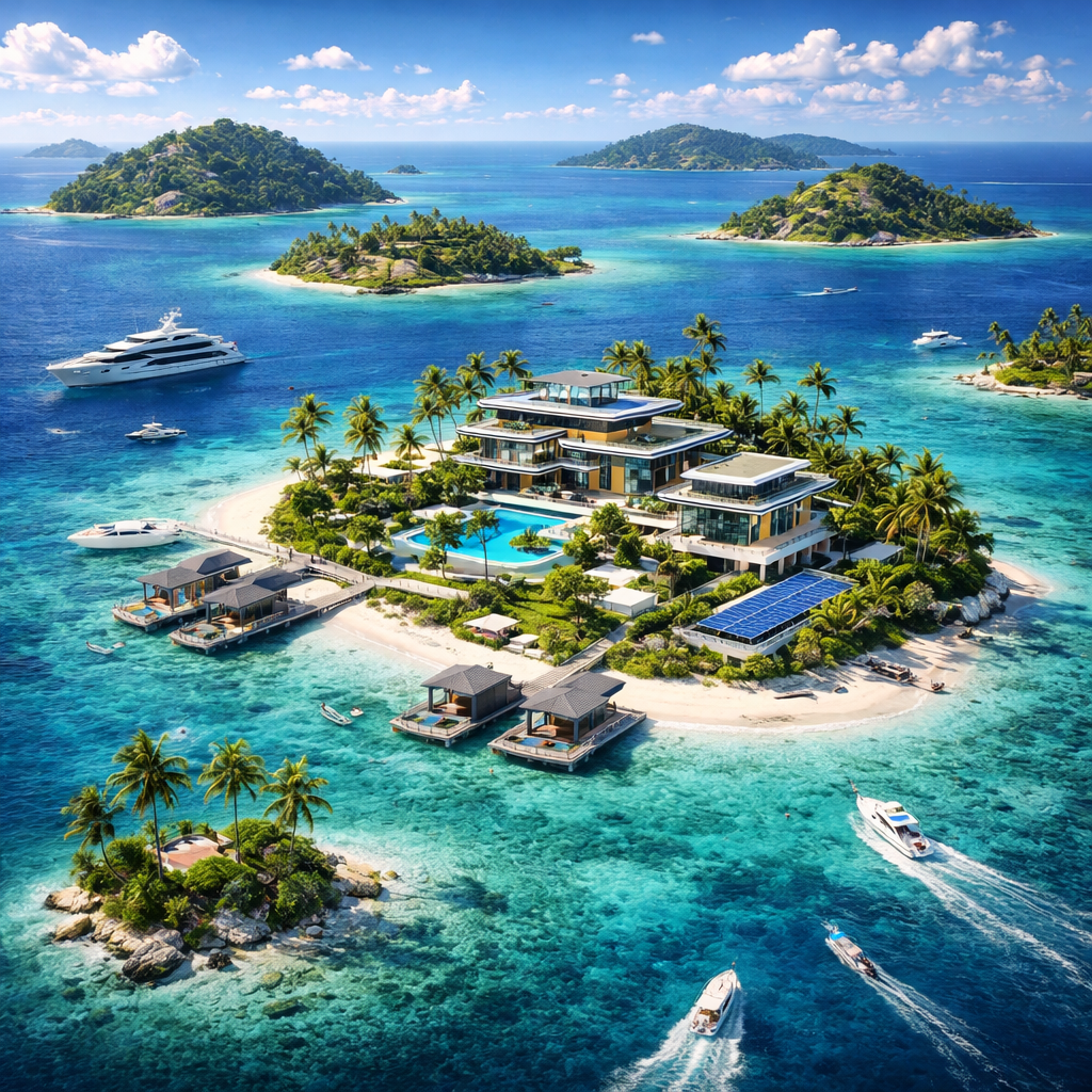 ATEK Grid private island with runway and modern design